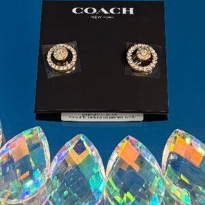 BRAND NEW $95 COACH 2 IN 1 OPEN CIRCLE HALO CRYSTAL PAVÉ STUD BEAUTIFUL EARRINGS